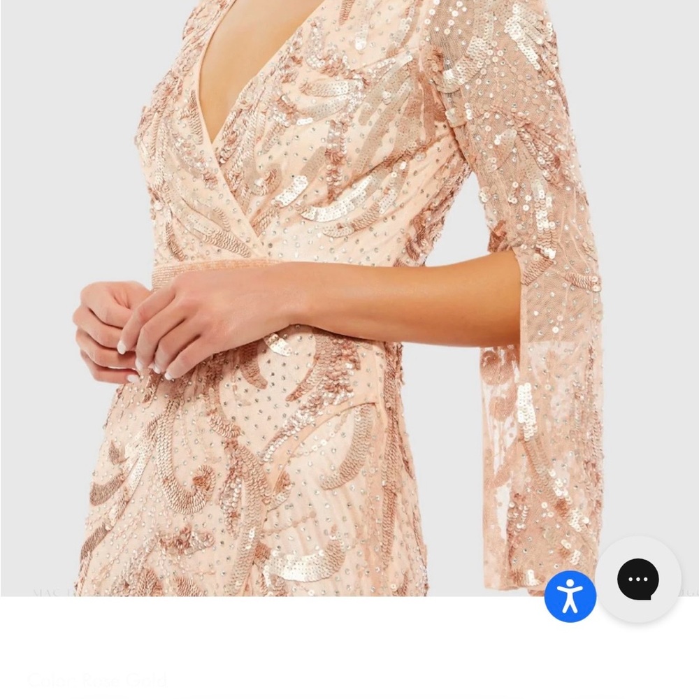 Mac Duggal Blush Sequin Wrap Gown